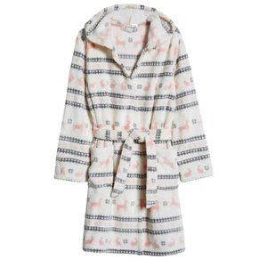 PJ Salvage Girls'' Fair Isle Print Ivory Hooded Fleece Bath Robe